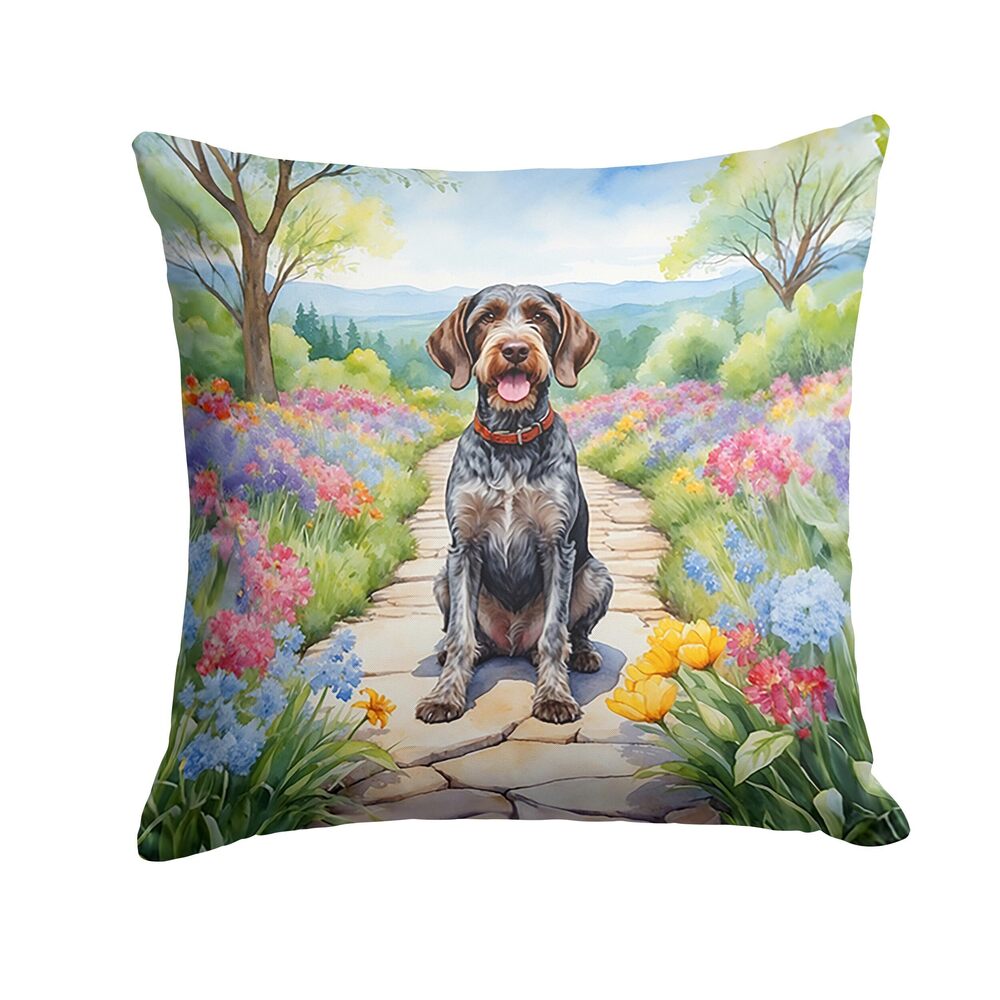 7359 Spring Path Throw Pillow, 14Hx14W, German Wirehaired Pointer 6634